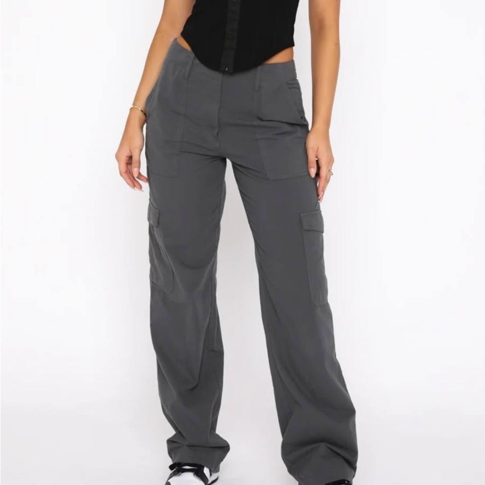 WHITE FOX Know Your Worth Cargo Pants in Charcoal